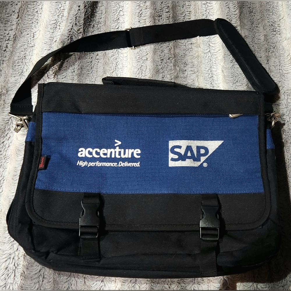 Accenture SAP Branded Black and Blue Messenger Bag